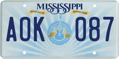 MS license plate AOK087