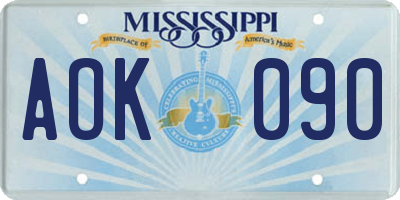 MS license plate AOK090