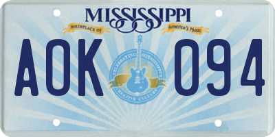 MS license plate AOK094