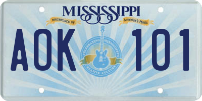 MS license plate AOK101