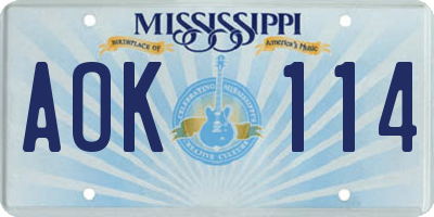 MS license plate AOK114