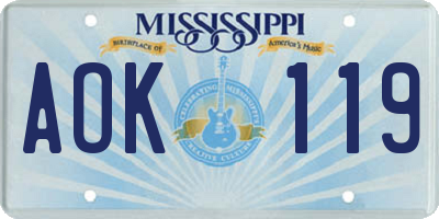 MS license plate AOK119