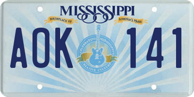 MS license plate AOK141