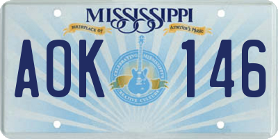 MS license plate AOK146