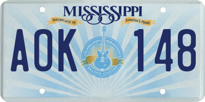 MS license plate AOK148