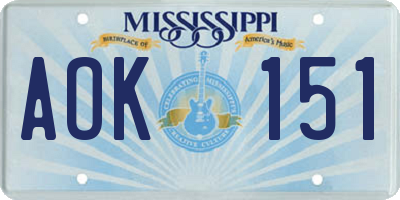 MS license plate AOK151