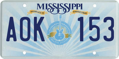 MS license plate AOK153