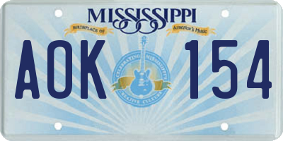 MS license plate AOK154