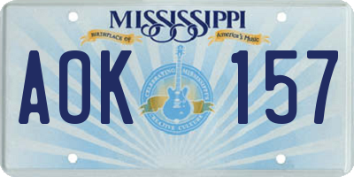 MS license plate AOK157