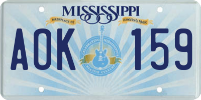 MS license plate AOK159