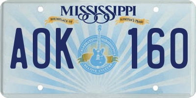 MS license plate AOK160