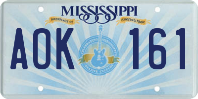 MS license plate AOK161