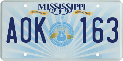 MS license plate AOK163