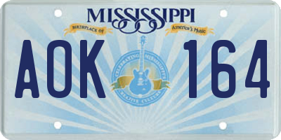 MS license plate AOK164