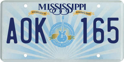 MS license plate AOK165