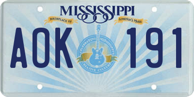 MS license plate AOK191