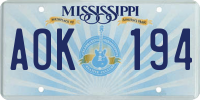 MS license plate AOK194