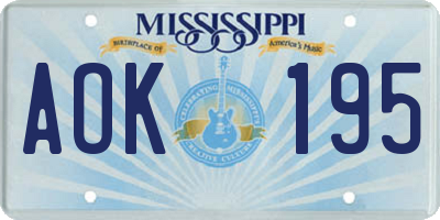 MS license plate AOK195