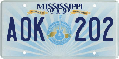 MS license plate AOK202