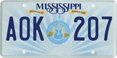 MS license plate AOK207