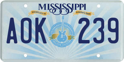 MS license plate AOK239