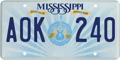 MS license plate AOK240