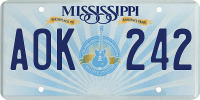 MS license plate AOK242