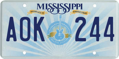 MS license plate AOK244