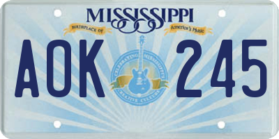 MS license plate AOK245