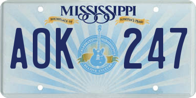 MS license plate AOK247