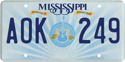 MS license plate AOK249