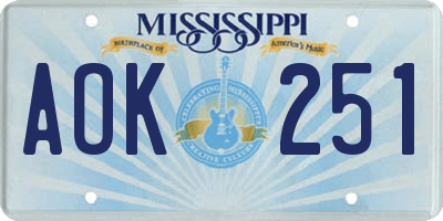 MS license plate AOK251