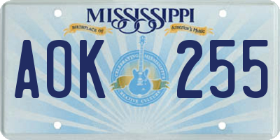 MS license plate AOK255