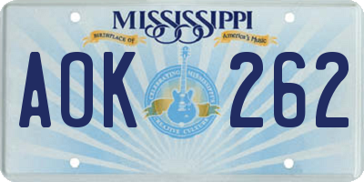MS license plate AOK262