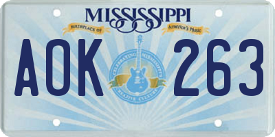 MS license plate AOK263