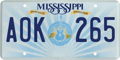 MS license plate AOK265
