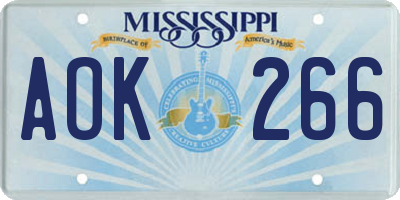 MS license plate AOK266