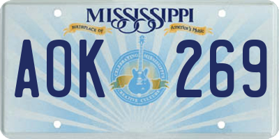 MS license plate AOK269