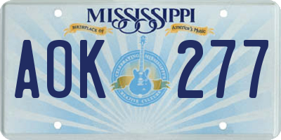 MS license plate AOK277