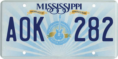 MS license plate AOK282