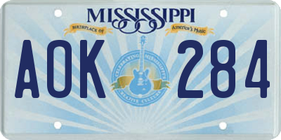 MS license plate AOK284