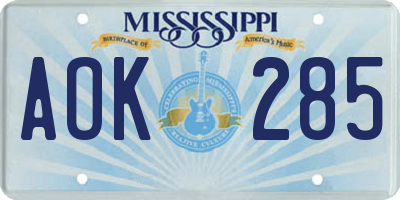MS license plate AOK285