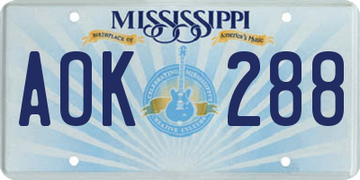 MS license plate AOK288