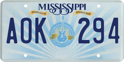 MS license plate AOK294
