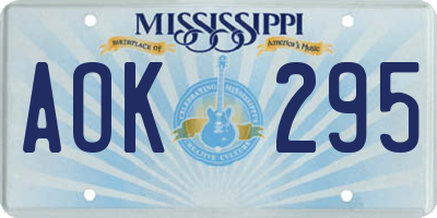 MS license plate AOK295