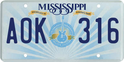 MS license plate AOK316