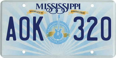 MS license plate AOK320