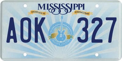 MS license plate AOK327