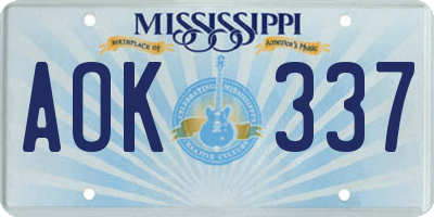 MS license plate AOK337