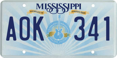 MS license plate AOK341